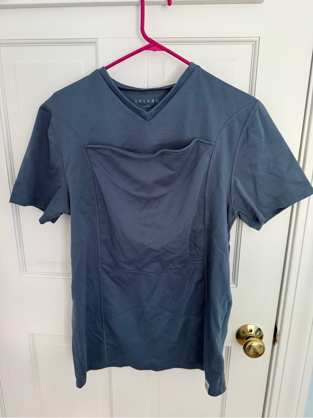 Lalabu Women's V-Neck Short Sleeve Tee in Slate Blue